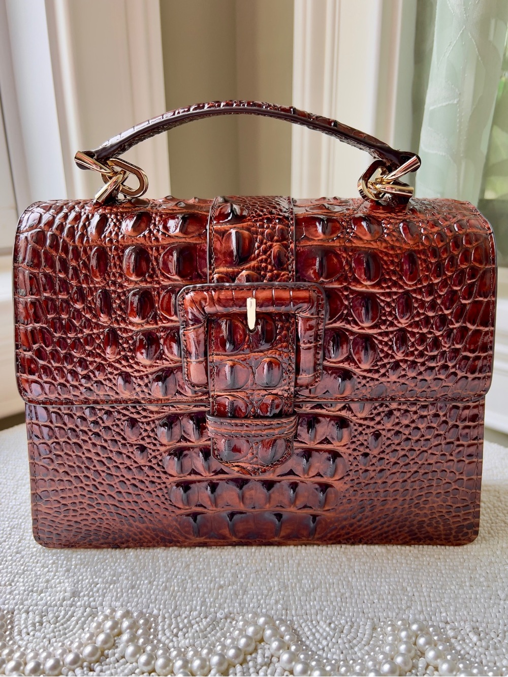 NWT Brahmin Leather SMALL HALLIE Satchel Bag, Pecan Melbourne - Picture 3 of 11